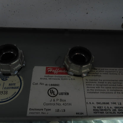 Hoffman A-1008SC 10" x 8" x 4" Electrical Enclosure W/Back Plate & Screw Cover