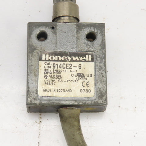 Honeywell 914CE2-6 Roller Plunger Limit Switch 250VAC 18VDC