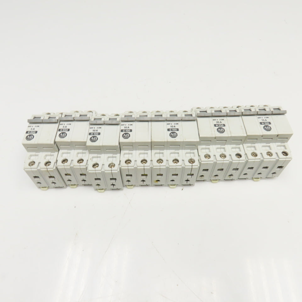 Allen Bradley 1492-CB2 5, 10, 15, 25A Circuit Breaker 2/3 Pole 480V Lot Of 7
