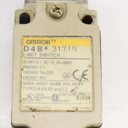Omron DB4-3171N Roller Plunger Limit Switch 400V