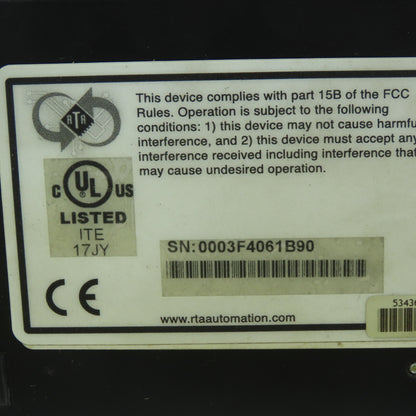 RTA 490NBX Ethernet TCP/IP to Allen-Bradley PLC