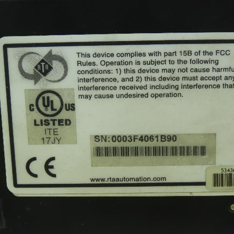RTA 490NBX Ethernet TCP/IP to Allen-Bradley PLC