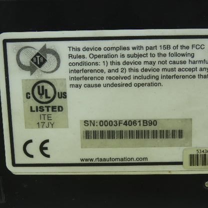 RTA 490NBX Ethernet TCP/IP to Allen-Bradley PLC