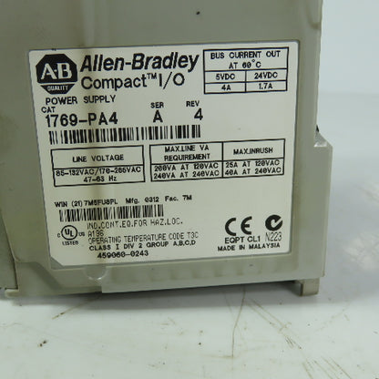 Allen Bradley 1769-PA4 Ser. A Rev. 4 Compact I/O  Power Supply