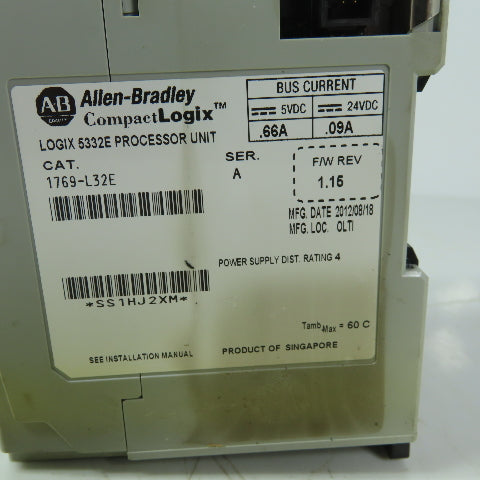 Allen Bradley 1769-L32E Ser. A F/W 1.15 Compact Logix 5332E Processor Unit