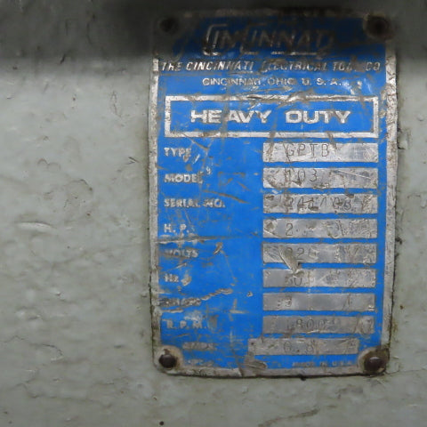 Cincinnati GPTB Model 103 12" Dual Side Bench Grinder 2HP 220V 3Ph 1800RPM