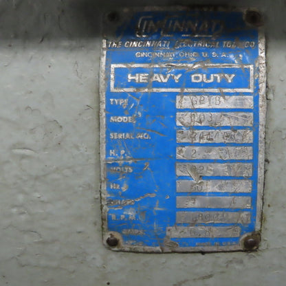 Cincinnati GPTB Model 103 12" Dual Side Bench Grinder 2HP 220V 3Ph 1800RPM