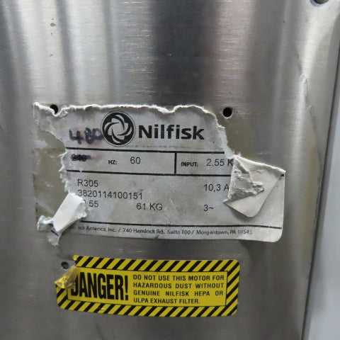 Nilfisk R305 480V 3Ph 60Hz 2.55kW Stainless Steel Trim Vacuum 150L Capacity