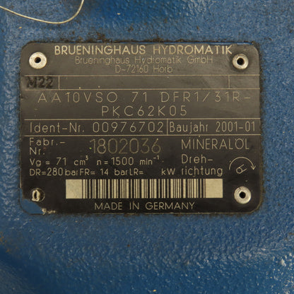 Brueninghaus AA10VSO Variable Displacement Hydraulic Piston Pump 71cm3 1500RPM