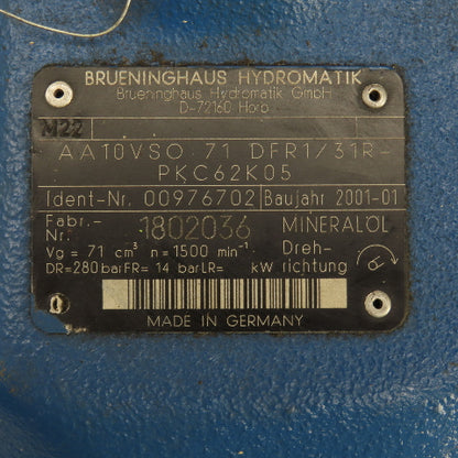 Brueninghaus AA10VSO Variable Displacement Hydraulic Piston Pump 71cm3 1500RPM