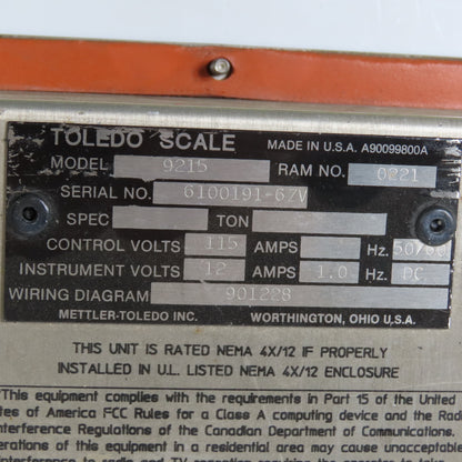 Mettler-Toledo 9215 Batchelor Batch Control Terminal Ram No. 0221 Parts/Repair