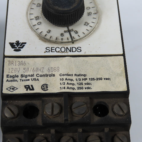 Eagle Signal BR13A6 Time Delay Relay 0-15 Seconds 120V 50/60HZ 1/3HP Lot Of 3