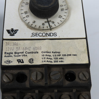 Eagle Signal BR13A6 Time Delay Relay 0-15 Seconds 120V 50/60HZ 1/3HP Lot Of 3