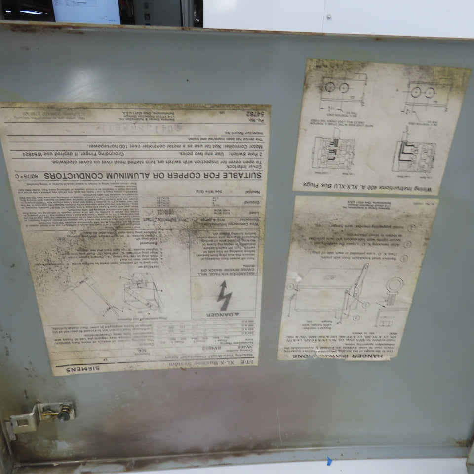 Siemens I-T-E RV465 XL-X 400A Bus Plug Tap Fusible Switch 600VAC 3PH 4W