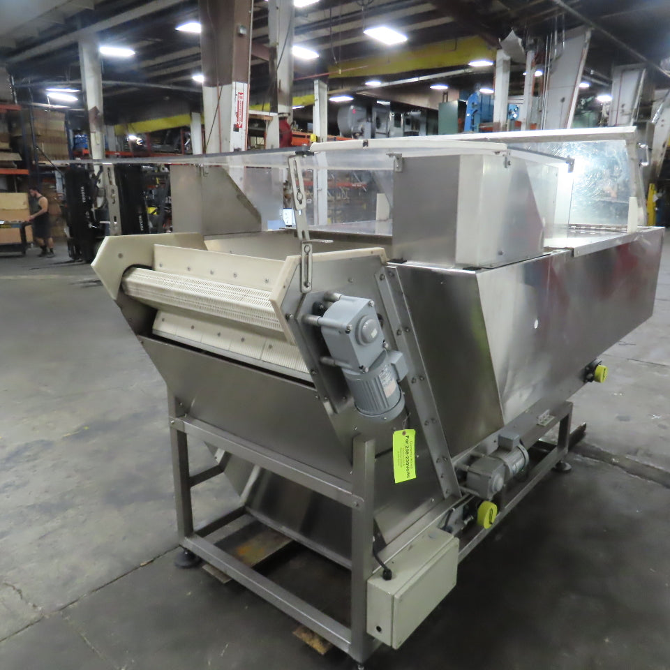 Stainless Steel  Incline Hopper Conveyor 53"H Disc 35.5" Belt 32FPM 220V 3PH