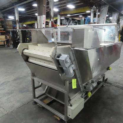 Stainless Steel  Incline Hopper Conveyor 53"H Disc 35.5" Belt 32FPM 220V 3PH
