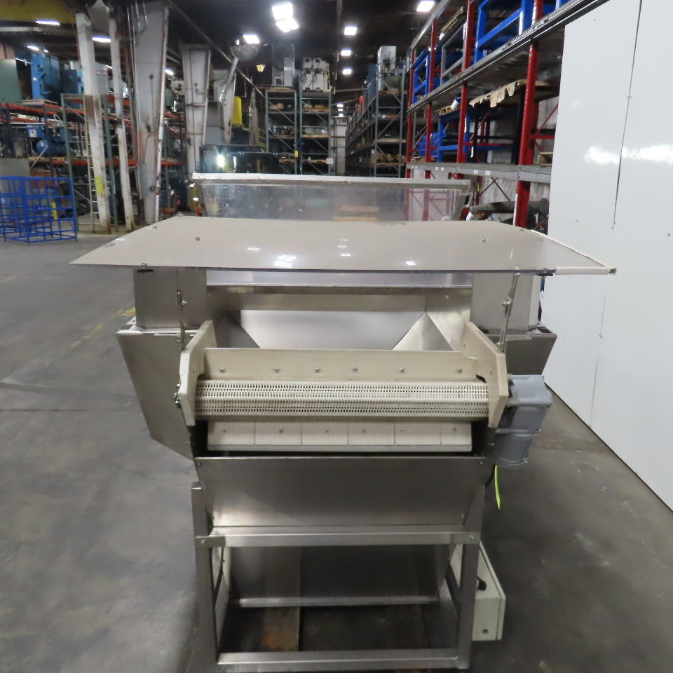 Stainless Steel  Incline Hopper Conveyor 53"H Disc 35.5" Belt 32FPM 220V 3PH