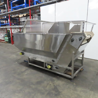 Stainless Steel  Incline Hopper Conveyor 53"H Disc 35.5" Belt 32FPM 220V 3PH