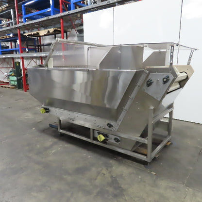 Stainless Steel  Incline Hopper Conveyor 53"H Disc 35.5" Belt 32FPM 220V 3PH