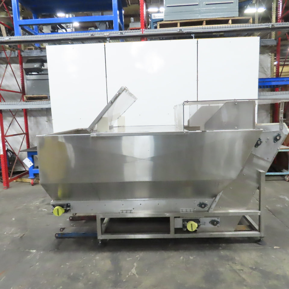 Stainless Steel  Incline Hopper Conveyor 53"H Disc 35.5" Belt 32FPM 220V 3PH