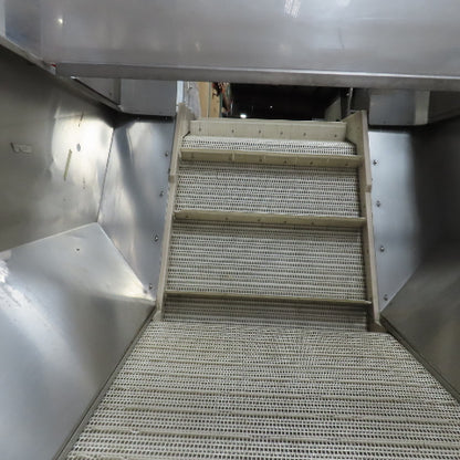 Stainless Steel  Incline Hopper Conveyor 53"H Disc 35.5" Belt 32FPM 220V 3PH