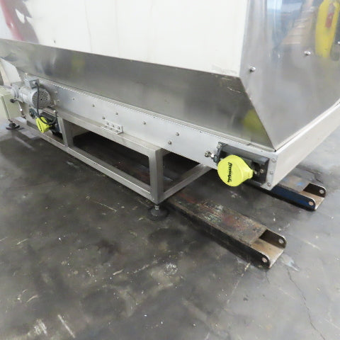 Stainless Steel  Incline Hopper Conveyor 53"H Disc 35.5" Belt 32FPM 220V 3PH