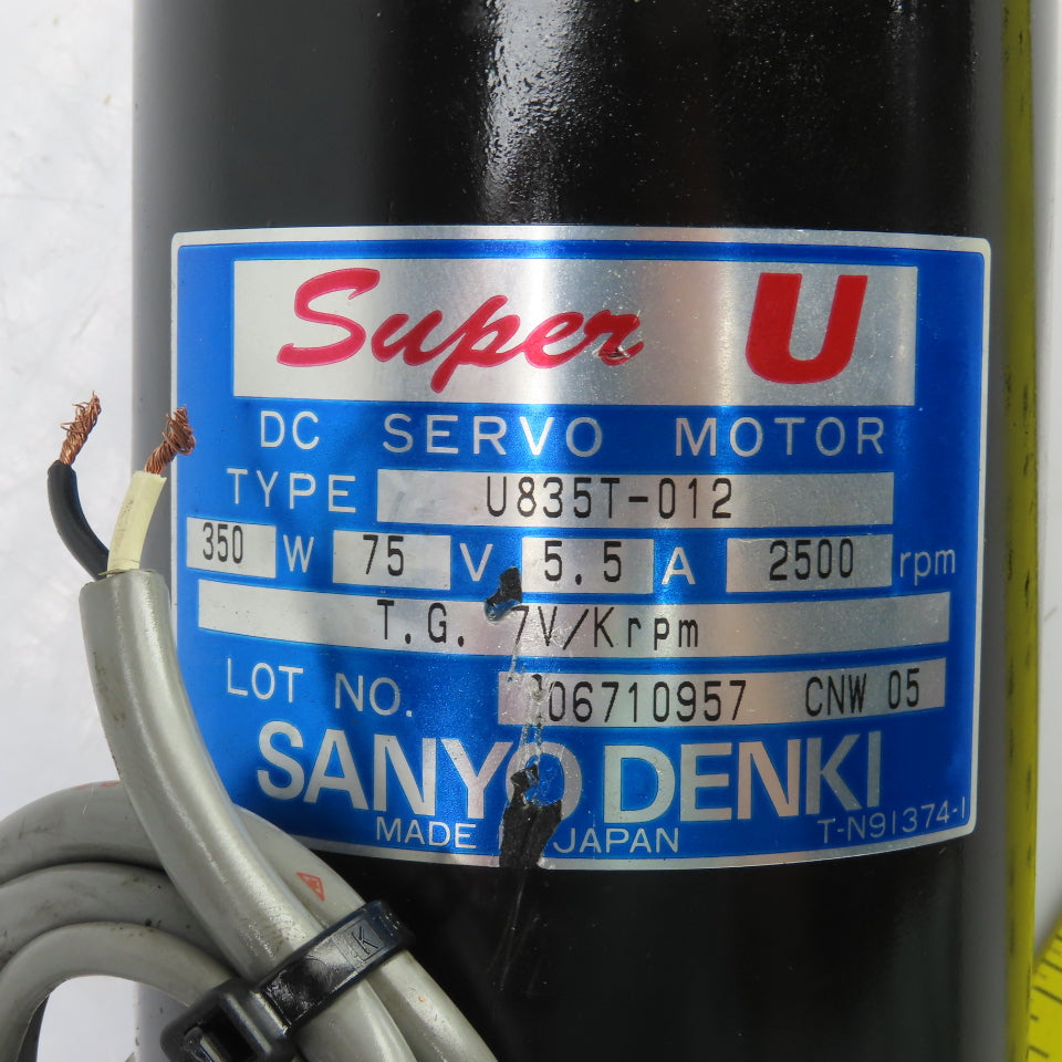 Sanyo Denki Super U U835T-012 DC Servo Motor 2500RPM 75VDC 350W 5.5A