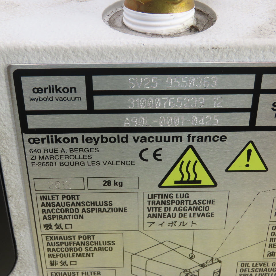 Oerlikon A90L-0001-0425 SV25 9550363 Rotary Vane Laser Vacuum Pump 0.90kW 200V