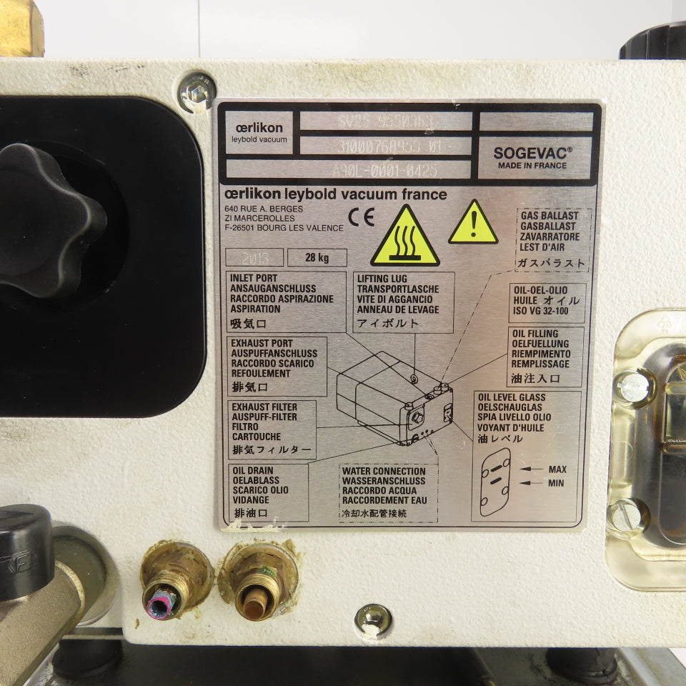 Oerlikon A90L-0001-0425 SV25 9550363 Rotary Vane Laser Vacuum Pump 0.90kW 200V
