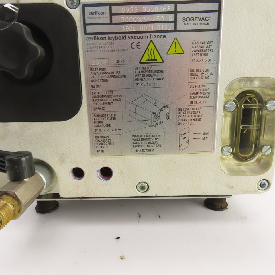Oerlikon A90L-0001-0425 SV25 9550363 Rotary Vane Laser Vacuum Pump 0.90kW 200V