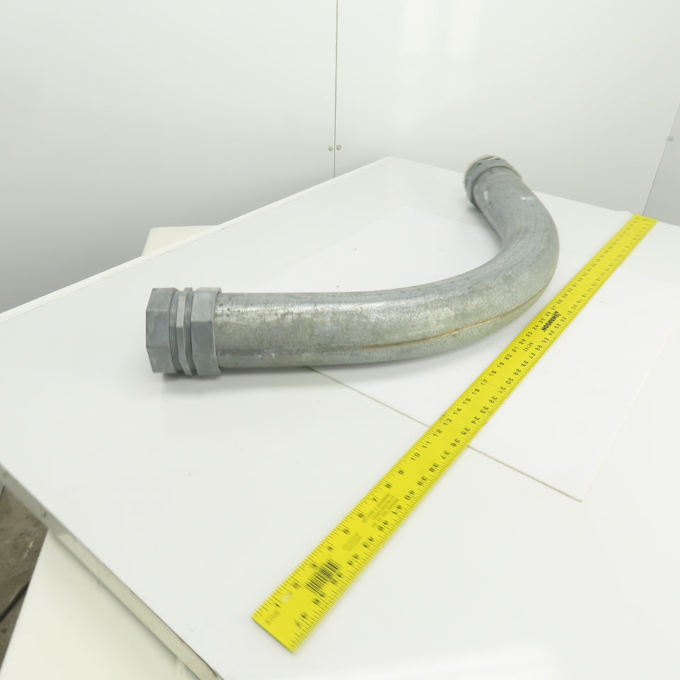 Regal 609 3-1/2" 90° Ridgid Galvanized Steel Conduit W/Threaded Connector Ends