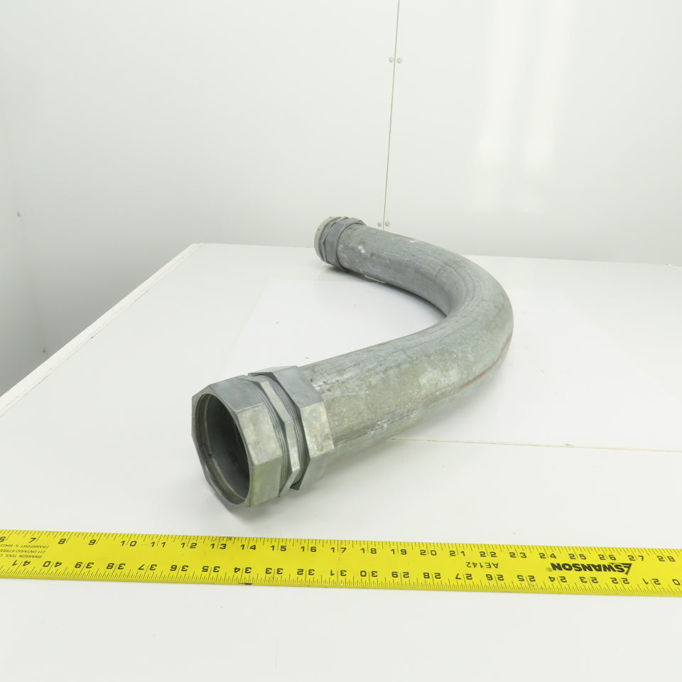 Regal 609 3-1/2" 90° Ridgid Galvanized Steel Conduit W/Threaded Connector Ends