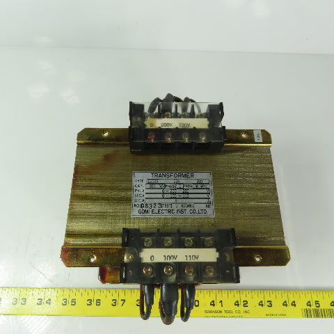 GOMI Electric E2565-254-509 800VA Transformer 1Ph 200-220V Pri 100-110 Sec