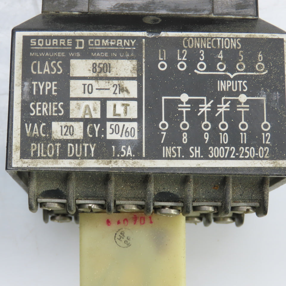 Square D Class 8501 T0-21 Pilot Duty Relay 120VAC 50/60HZ Lot Of 2