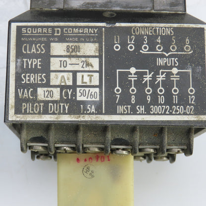 Square D Class 8501 T0-21 Pilot Duty Relay 120VAC 50/60HZ Lot Of 2