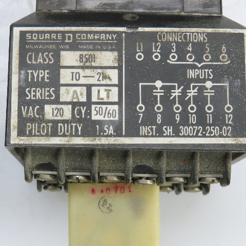 Square D Class 8501 T0-21 Pilot Duty Relay 120VAC 50/60HZ Lot Of 2