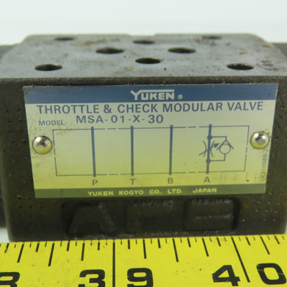 Yuken MSA-01-X-30 Throttle & Check Modular Hydraulic Valve