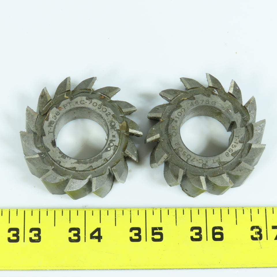 2" x 5/8" x 7/8" HSS RH & LH Slitting Saw Staggered 14 Tooth Lot of 2