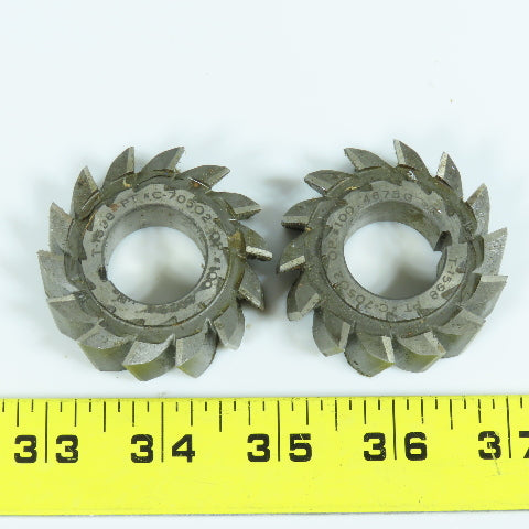 2" x 5/8" x 7/8" HSS RH & LH Slitting Saw Staggered 14 Tooth Lot of 2