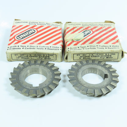 Union Twist Drill 3"x 1/2"x 1-1/4" HSS Single Angle Cutter LH 20 Tooth 60° Lot/2