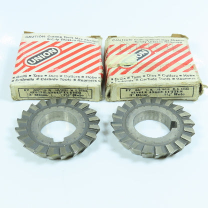 Union Twist Drill 3"x 1/2"x 1-1/4" HSS Single Angle Cutter LH 20 Tooth 60° Lot/2