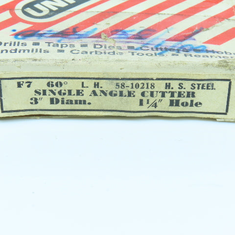 Union Twist Drill 3"x 1/2"x 1-1/4" HSS Single Angle Cutter LH 20 Tooth 60° Lot/2
