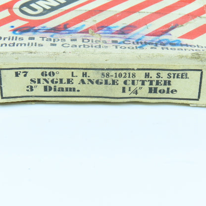 Union Twist Drill 3"x 1/2"x 1-1/4" HSS Single Angle Cutter LH 20 Tooth 60° Lot/2