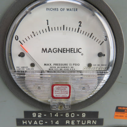 Dwyer Instruments 2003 C 3 Gauge Cluster Assembly Magnehelic 0-3" Of Water 15PSI