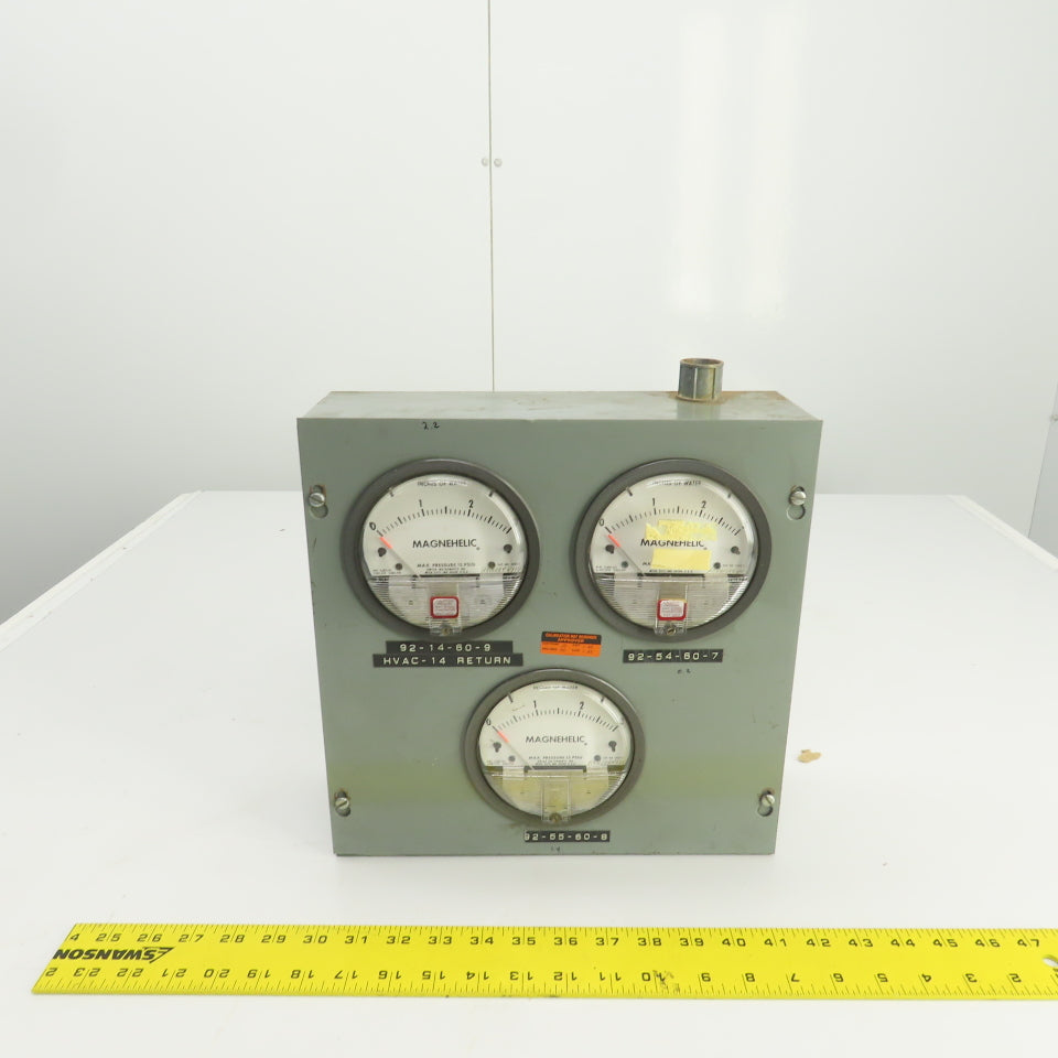 Dwyer Instruments 2003 C 3 Gauge Cluster Assembly Magnehelic 0-3" Of Water 15PSI