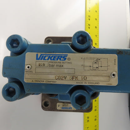 Vickers 615457 CG2V-6FK-10 Hydraulic Pressure Relief Valve W/Subplate 210 Bar