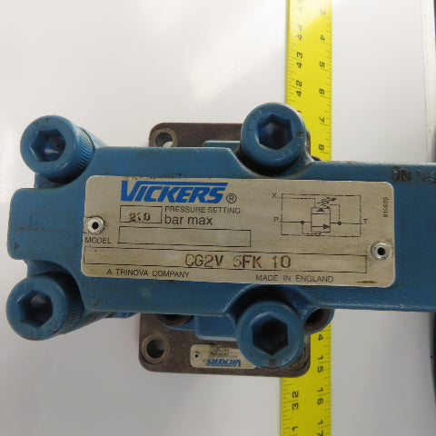 Vickers 615457 CG2V-6FK-10 Hydraulic Pressure Relief Valve W/Subplate 210 Bar