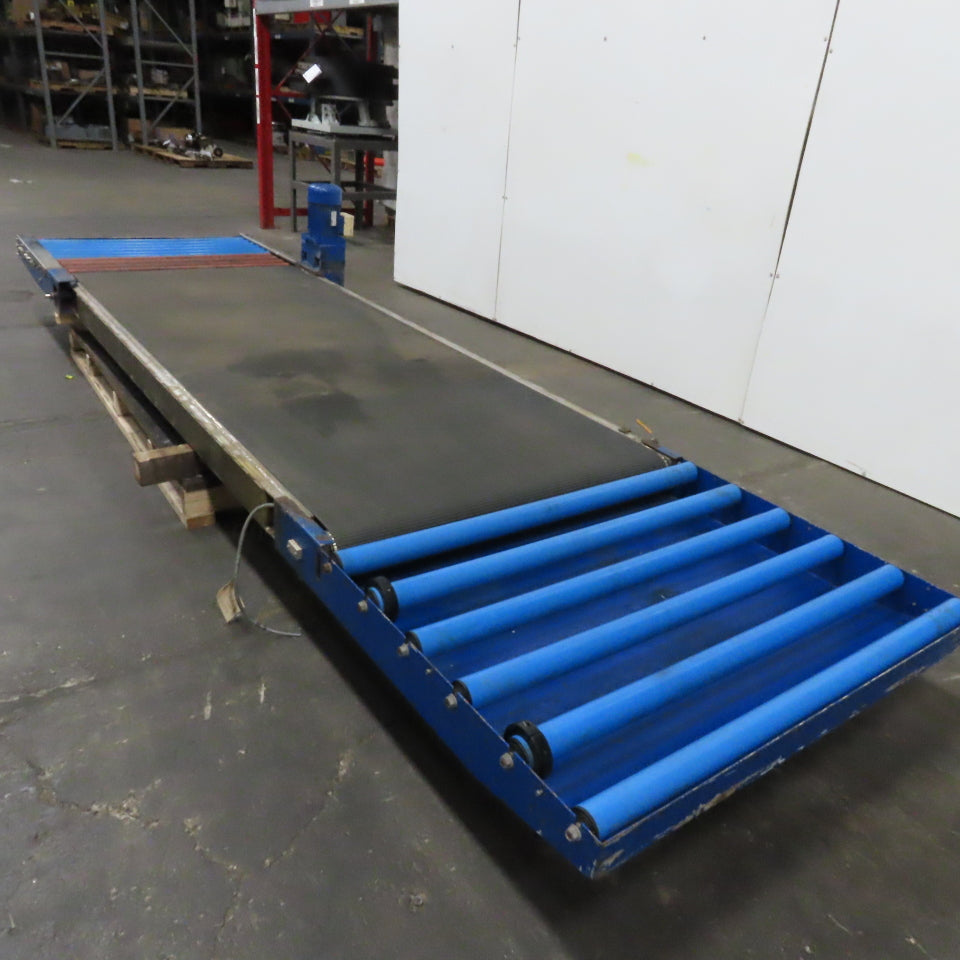 43" Wide 176-1/2" OAL Stainless Slider Belt Gravity Roller Hybrid Conveyor 13FPM
