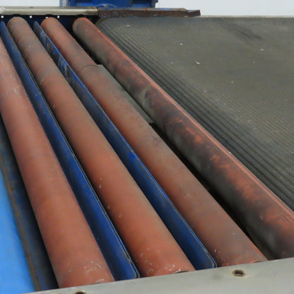 43" Wide 176-1/2" OAL Stainless Slider Belt Gravity Roller Hybrid Conveyor 13FPM