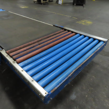 43" Wide 176-1/2" OAL Stainless Slider Belt Gravity Roller Hybrid Conveyor 13FPM